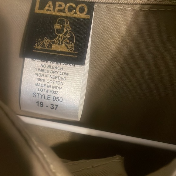 Lapco welding shirts brand-new 19 /37 size khaki with pearl buttons - Picture 2 of 3